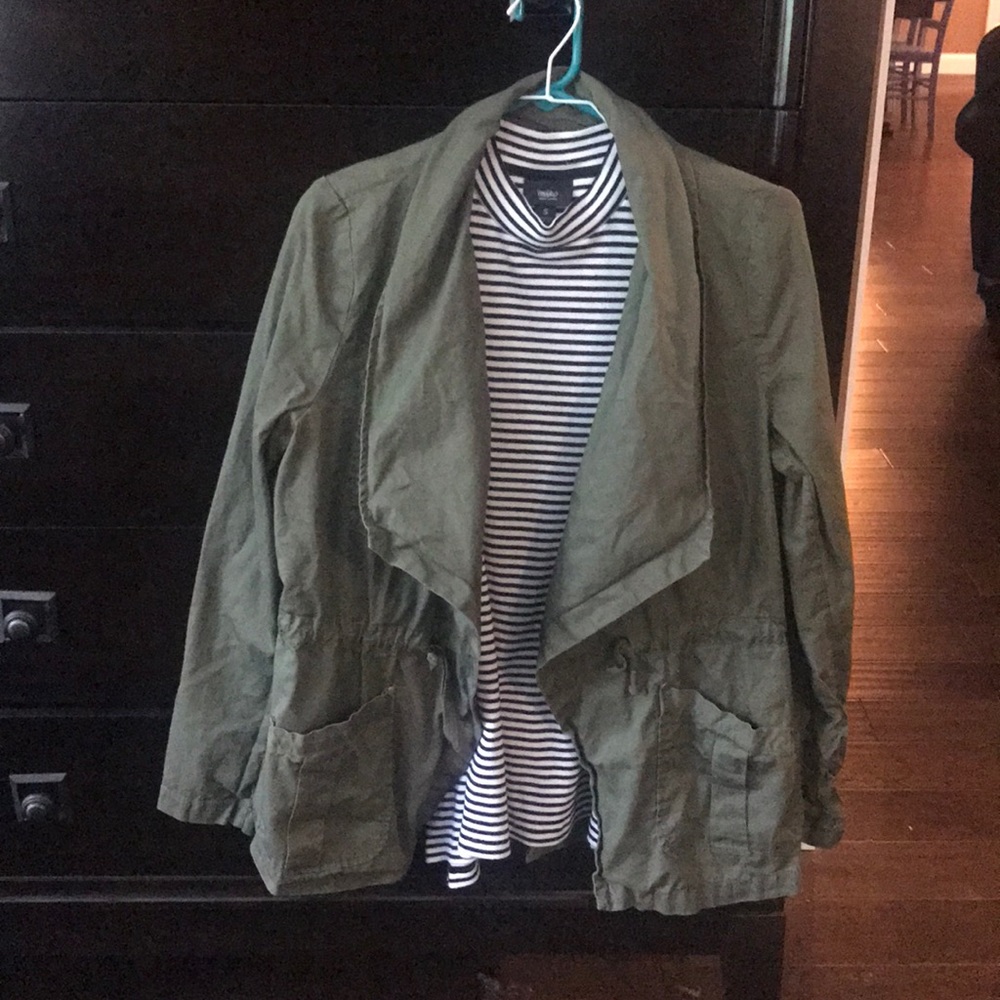 Olive green jacket medium w drawstring waist
